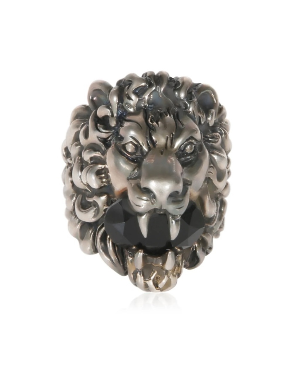 Unisex, Gucci, aged silver Lionhead ring open mouth, roaring expression, size 8